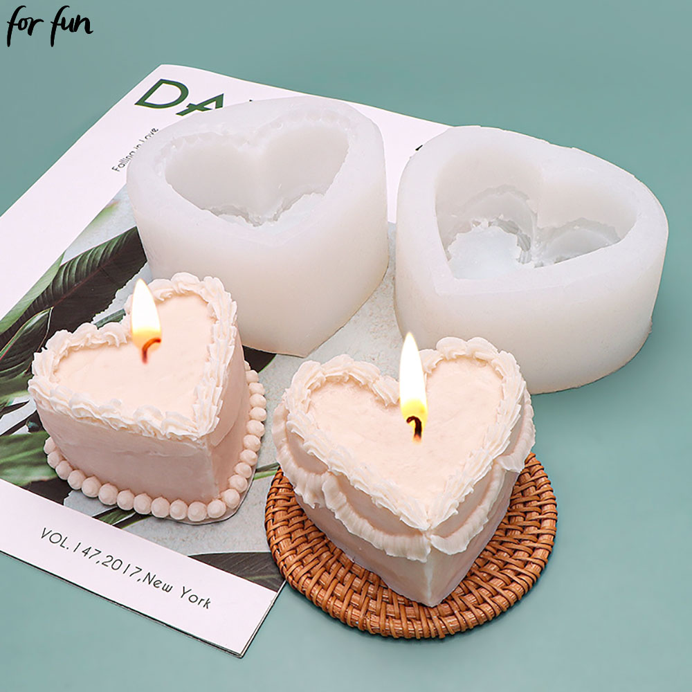 재미있는 심장 케이크 모양의 양초 실리콘 금형 DIY  - Soap Making Gifts 리뷰 및 가격